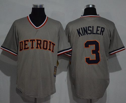 Tigers #3 Ian Kinsler Grey Cooperstown Throwback Stitched MLB Jersey - Click Image to Close